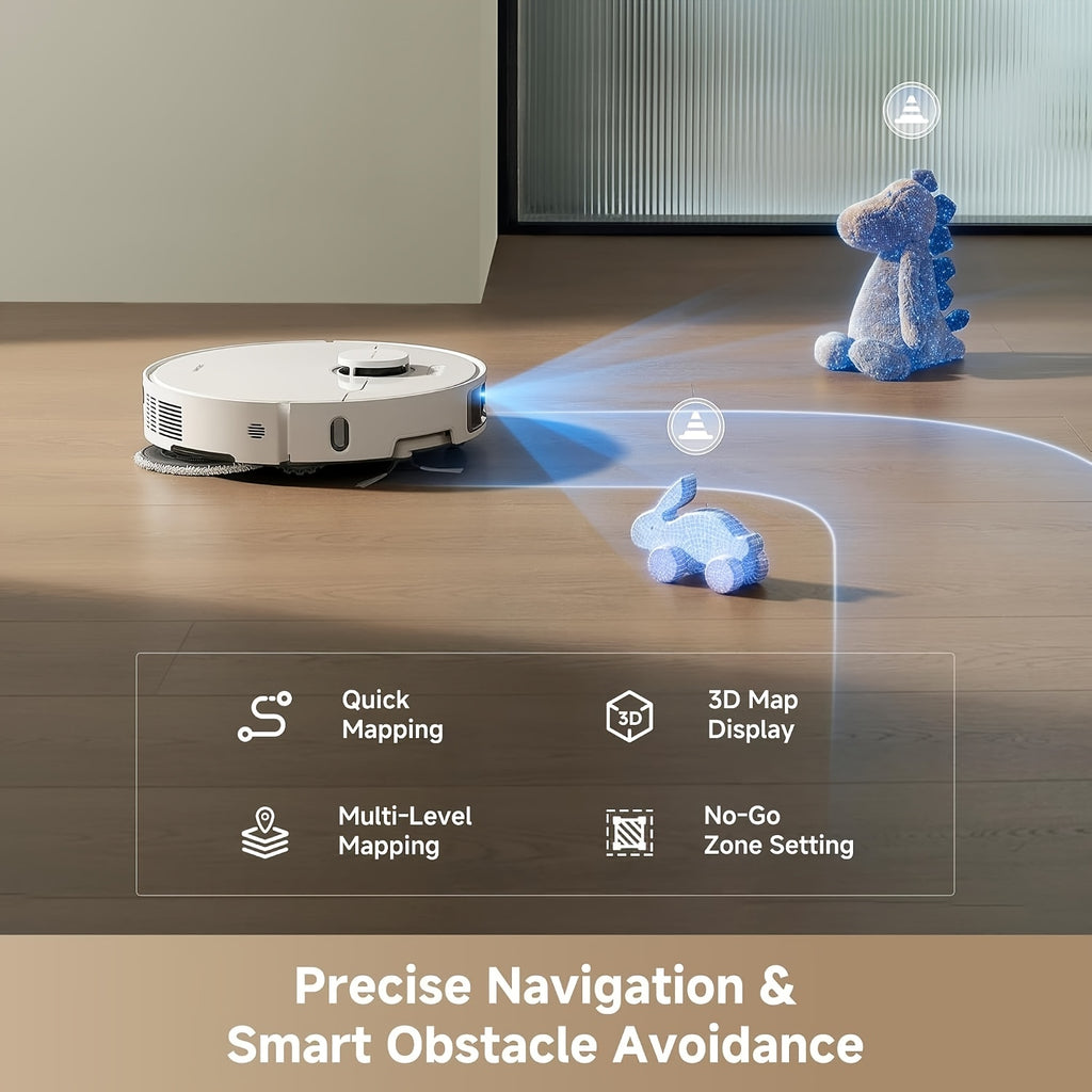L40 Ultra Gen 2 Lite White Robot Vacuum And Mop with 23kPa Suction Extendable Side Brush & Mop, All-in-One Self-Emptying & Cleaning Dock, 10.5mm Mop Lifting, Obstacle Avoidance, App Control