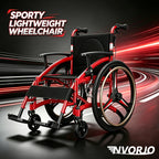 Lightweight Sports Wheelchair for Adults, Foldable All-Terrain Wheelchair, 33 Lbs, 18" Wide Seat, Compact Travel Manual Wheelchair, 24" Rear Wheels, 220Lb Capacity, Folding Self-Propelled Wheelchair