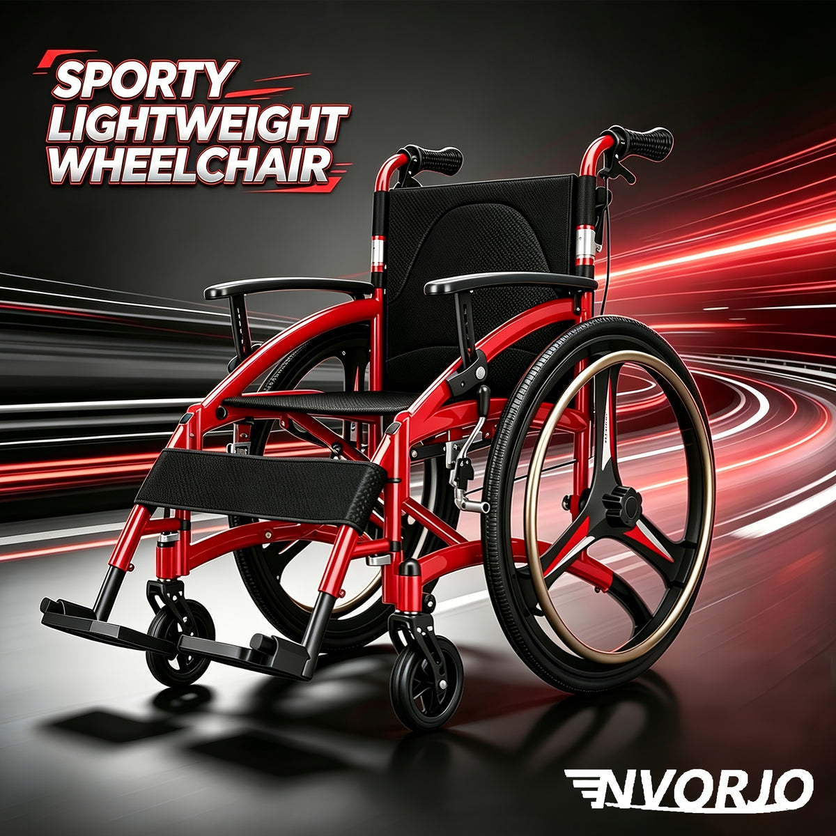 Lightweight Sports Wheelchair for Adults, Foldable All-Terrain Wheelchair, 33 Lbs, 18" Wide Seat, Compact Travel Manual Wheelchair, 24" Rear Wheels, 220Lb Capacity, Folding Self-Propelled Wheelchair