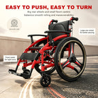 Lightweight Sports Wheelchair for Adults, Foldable All-Terrain Wheelchair, 33 Lbs, 18" Wide Seat, Compact Travel Manual Wheelchair, 24" Rear Wheels, 220Lb Capacity, Folding Self-Propelled Wheelchair