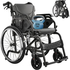 Lightweight Wheelchairs for Adults Foldable, 18" W Self-Propelled Wheelchair, Manual Wheel Chair with Adjustable Armrest, Dual Locking Brakes & Cushion, 275 Lbs Capacity, Gray
