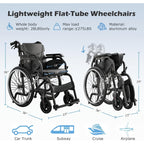 Lightweight Wheelchairs for Adults Foldable, 18" W Self-Propelled Wheelchair, Manual Wheel Chair with Adjustable Armrest, Dual Locking Brakes & Cushion, 275 Lbs Capacity, Gray