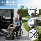 Lightweight Wheelchairs for Adults Foldable, 18" W Self-Propelled Wheelchair, Manual Wheel Chair with Adjustable Armrest, Dual Locking Brakes & Cushion, 275 Lbs Capacity, Gray