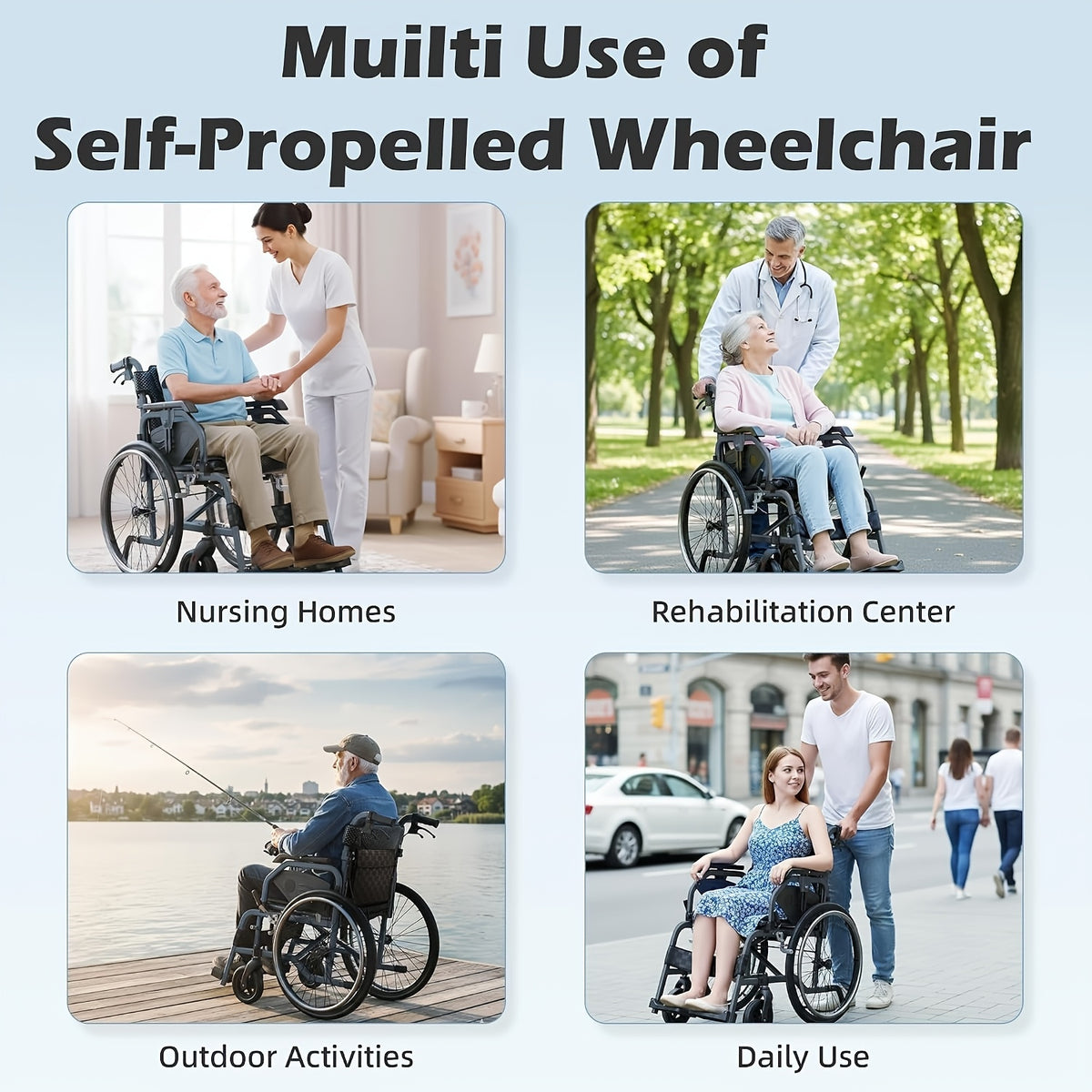 Lightweight Wheelchairs for Adults Foldable, 18" W Self-Propelled Wheelchair, Manual Wheel Chair with Adjustable Armrest, Dual Locking Brakes & Cushion, 275 Lbs Capacity, Gray