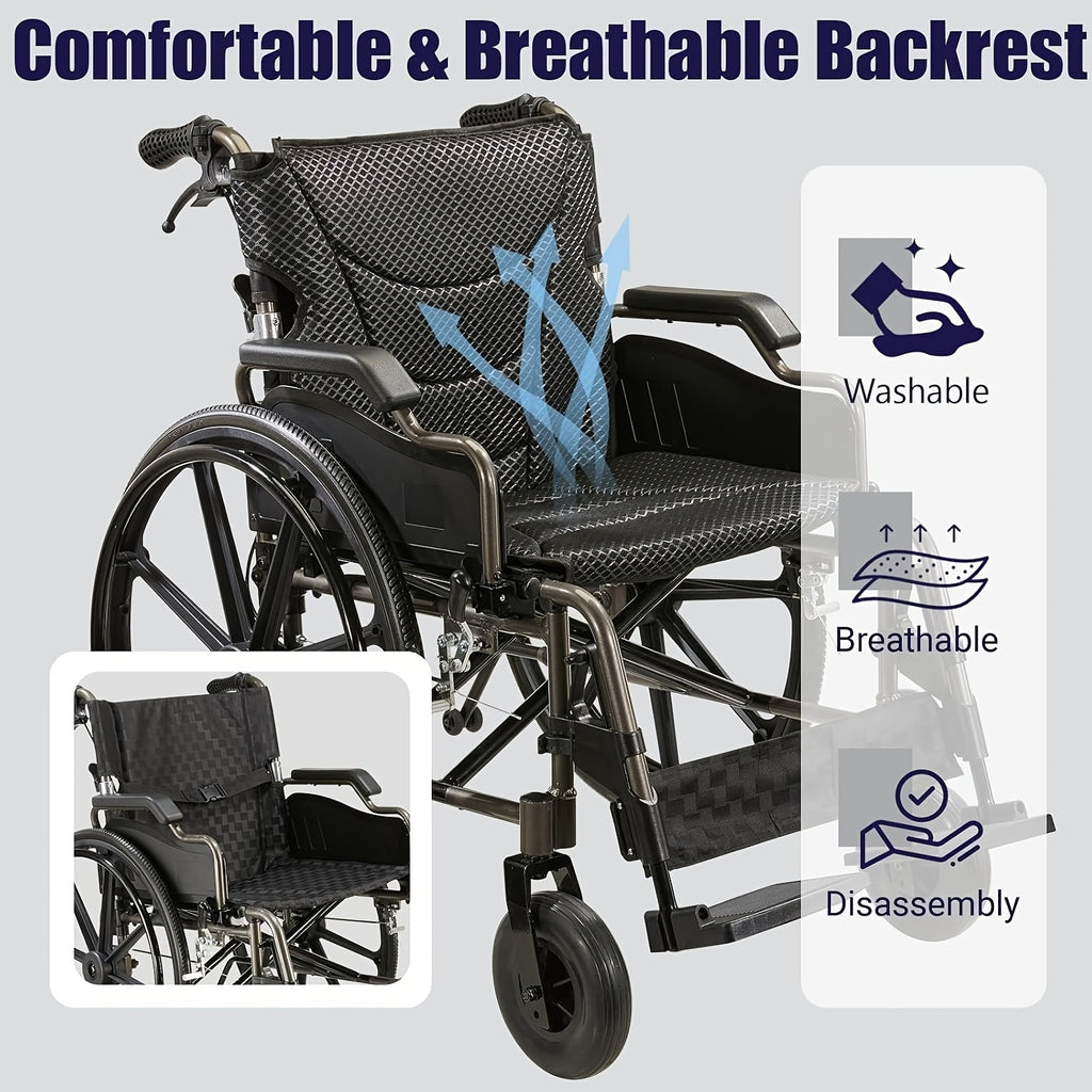 Lightweight Wheelchairs for Adults Foldable, 18" W Self-Propelled Wheelchair, Manual Wheel Chair with Adjustable Armrest, Dual Locking Brakes & Cushion, 275 Lbs Capacity, Gray