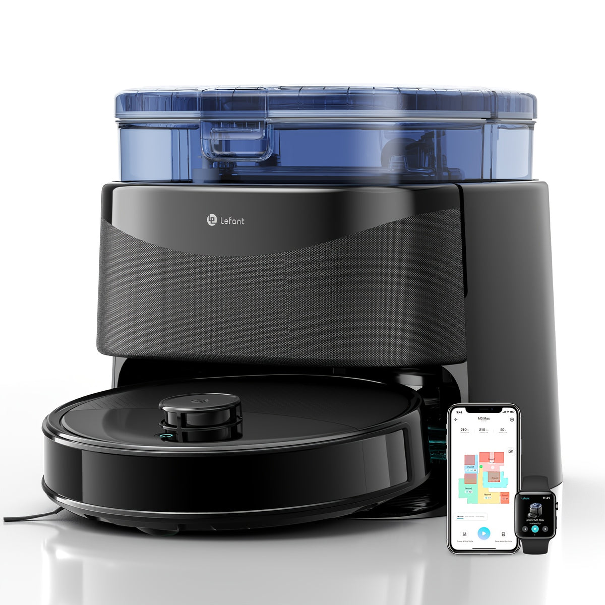 Robot Vacuum And Mop 2-in-1 with Self-Emptying Station | Ultra-Strong 20000Pa Suction | 220 Min Long-Lasting Battery | LiDAR Laser Navigation & PSD Obstacle Avoidance with No-Go Zones | Auto Carpet Detection & Dual-Spin Mop