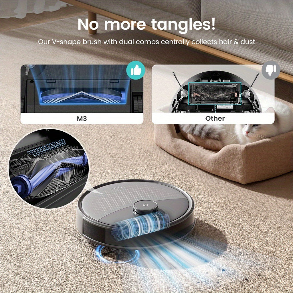 Robot Vacuum And Mop 2-in-1 with Self-Emptying Station | Ultra-Strong 20000Pa Suction | 220 Min Long-Lasting Battery | LiDAR Laser Navigation & PSD Obstacle Avoidance with No-Go Zones | Auto Carpet Detection & Dual-Spin Mop