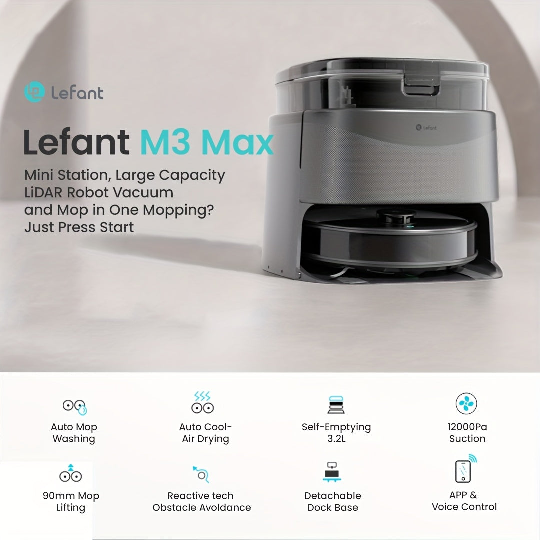 Robot Vacuum And Mop 2-in-1 with Self-Emptying Station | Ultra-Strong 20000Pa Suction | 220 Min Long-Lasting Battery | LiDAR Laser Navigation & PSD Obstacle Avoidance with No-Go Zones | Auto Carpet Detection & Dual-Spin Mop