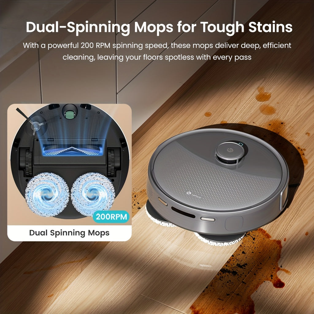 Robot Vacuum And Mop 2-in-1 with Self-Emptying Station | Ultra-Strong 20000Pa Suction | 220 Min Long-Lasting Battery | LiDAR Laser Navigation & PSD Obstacle Avoidance with No-Go Zones | Auto Carpet Detection & Dual-Spin Mop