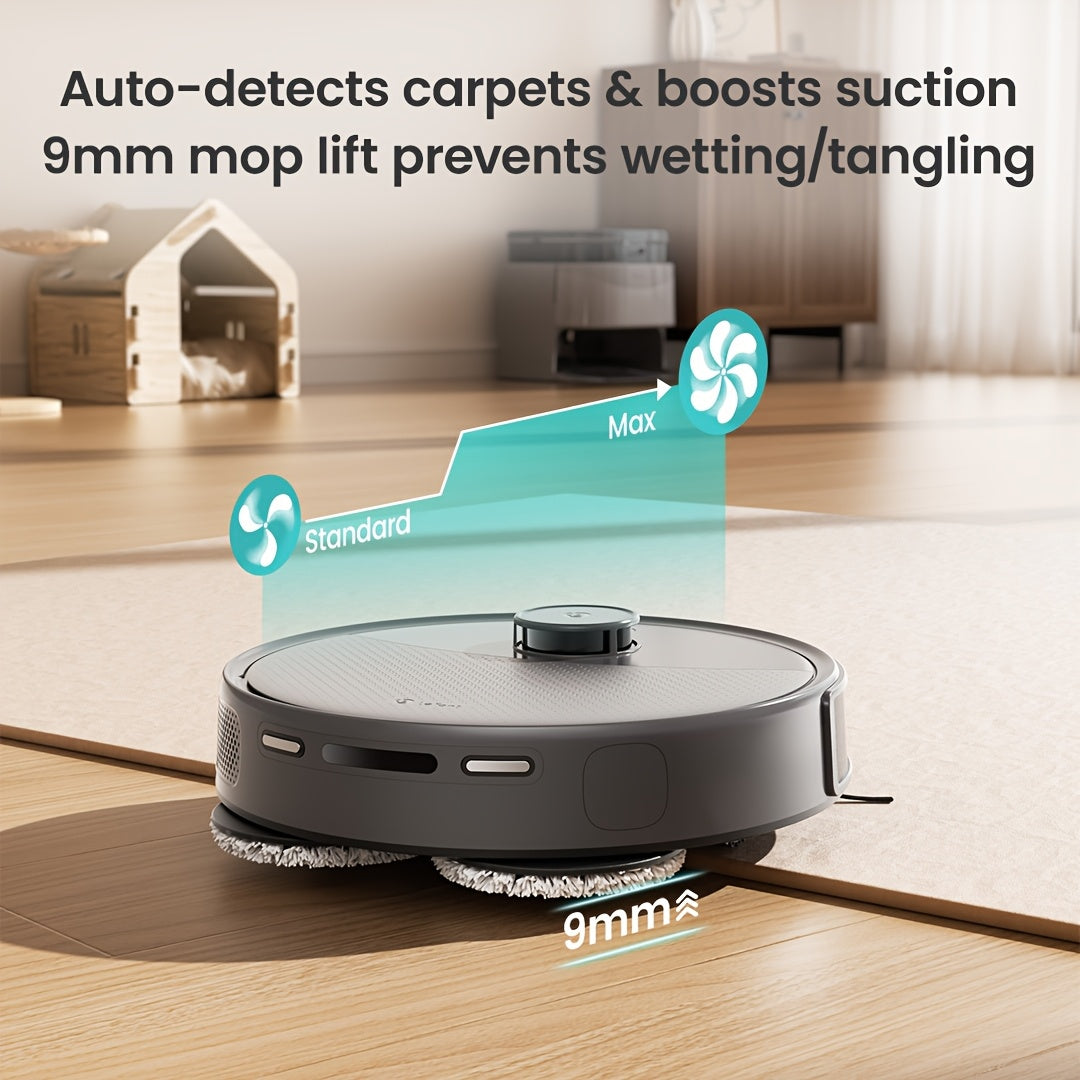 Robot Vacuum And Mop 2-in-1 with Self-Emptying Station | Ultra-Strong 20000Pa Suction | 220 Min Long-Lasting Battery | LiDAR Laser Navigation & PSD Obstacle Avoidance with No-Go Zones | Auto Carpet Detection & Dual-Spin Mop
