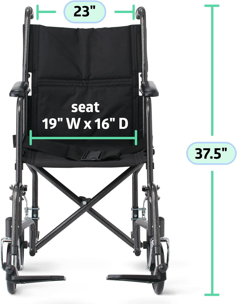 Medline Transport Wheelchair Lightweight Footrests