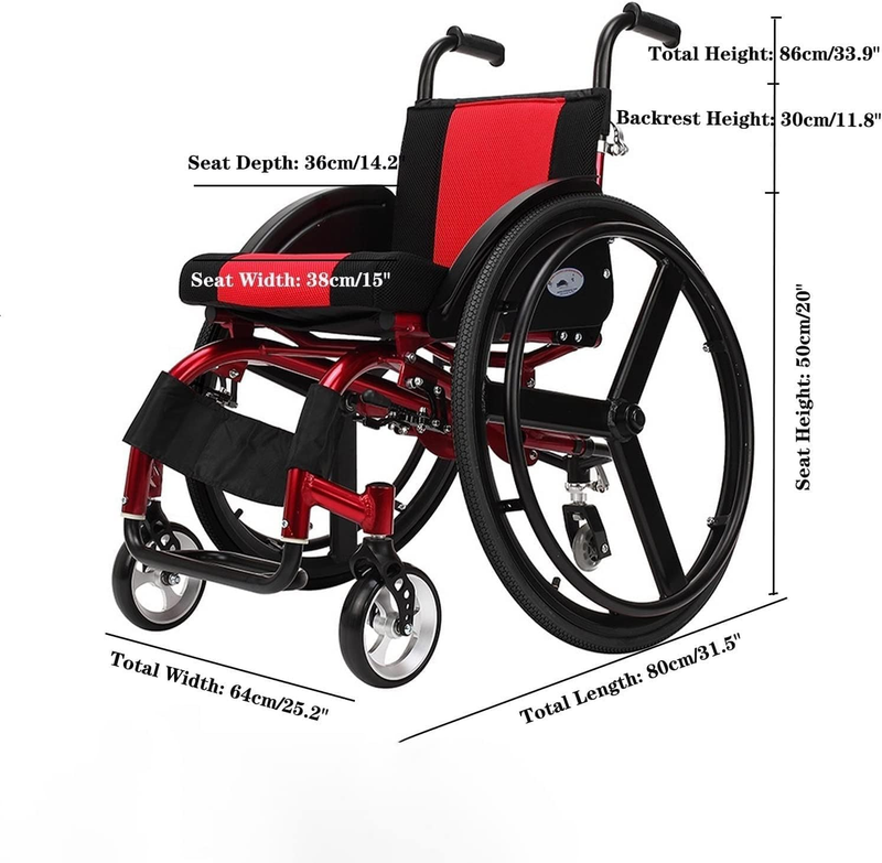 Wheelchair Self Propelled Lightweight Shock Absorbing Treatment