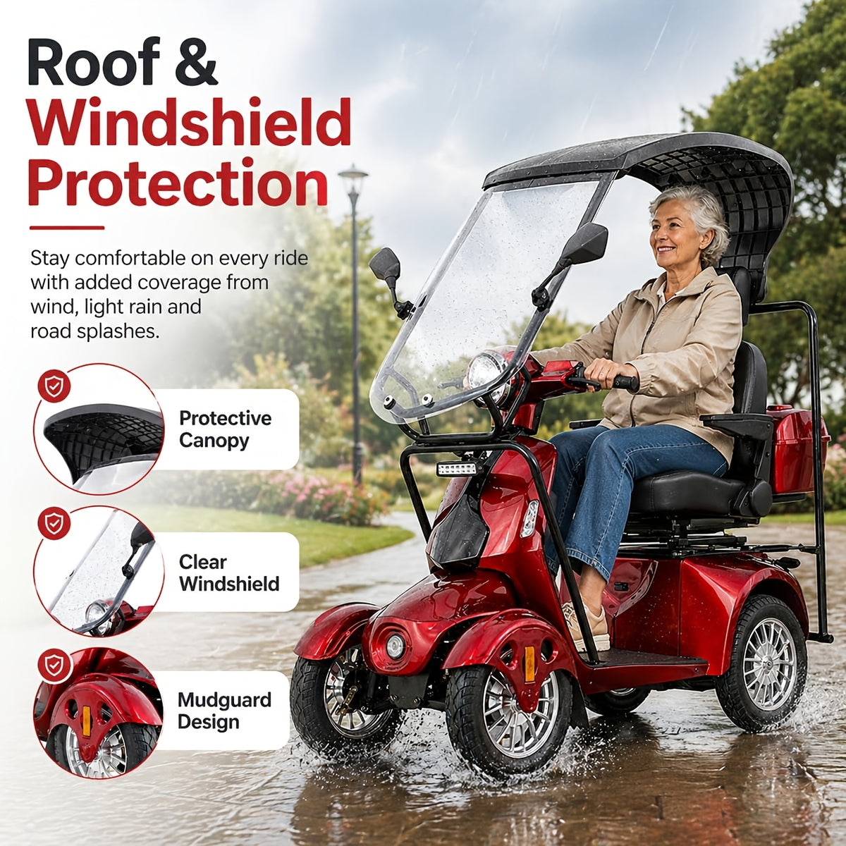 Mobility Scooters for Seniors and Adults, Powered Mobility Scooters with Multiple Storage Space, Recreational Electric Mobility Scooter, Full LED Lighting