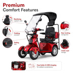 Mobility Scooters for Seniors and Adults, Powered Mobility Scooters with Multiple Storage Space, Recreational Electric Mobility Scooter, Full LED Lighting