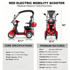 Mobility Scooters for Seniors and Adults, Powered Mobility Scooters with Multiple Storage Space, Recreational Electric Mobility Scooter, Full LED Lighting