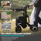 Multifunction Electric Rollator Walker with Seat, E-pushing Transport Wheelchair for Seniors, Lightweight Wheelchair Walker Combo, Foldable Design, IPX4, Regular Style