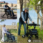 Multifunction Electric Rollator Walker with Seat, E-pushing Transport Wheelchair for Seniors, Lightweight Wheelchair Walker Combo, Foldable Design, IPX4, Regular Style