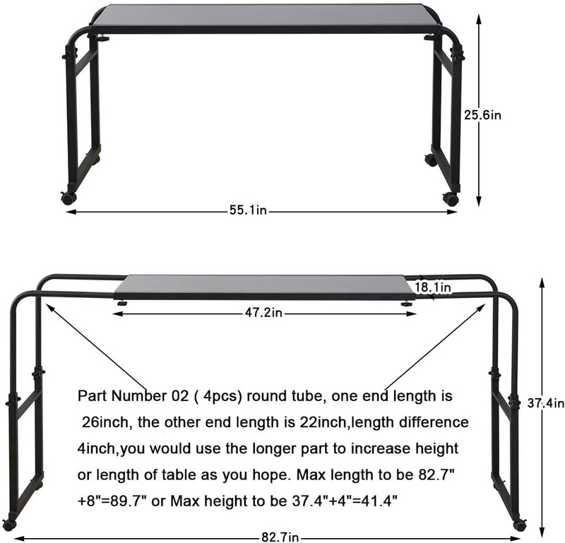 Overbed Table Wheels Queen Laptop