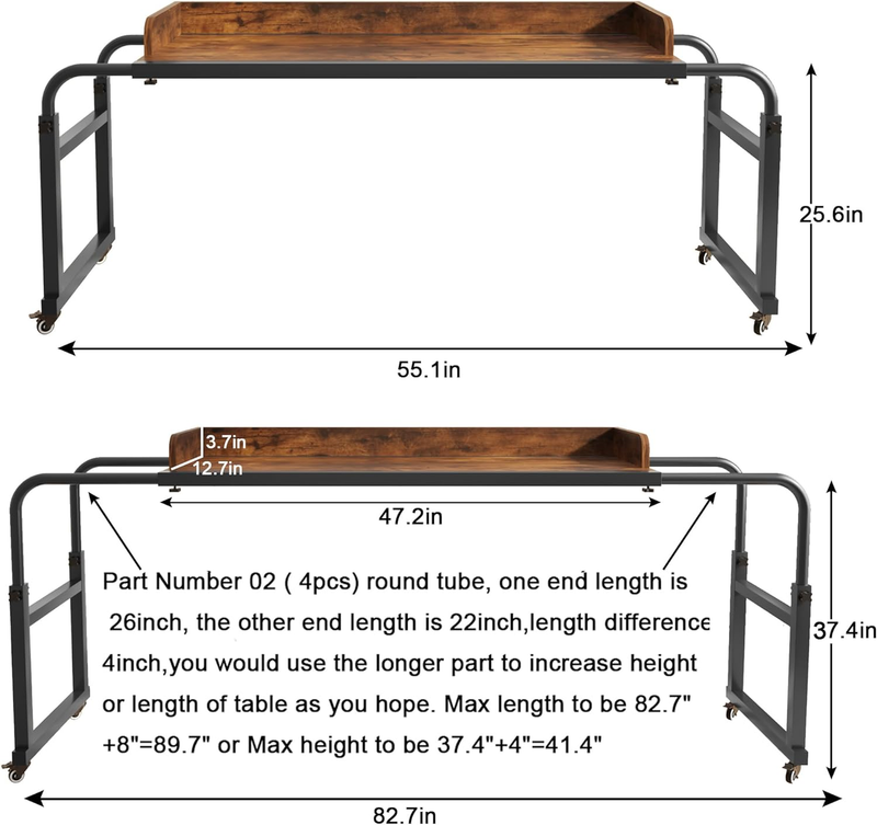 Overbed Table Wheels Queen Laptop