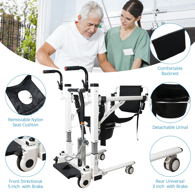 Patient Lift Transfer Chair Hydraulic Bathroom Wheelchair