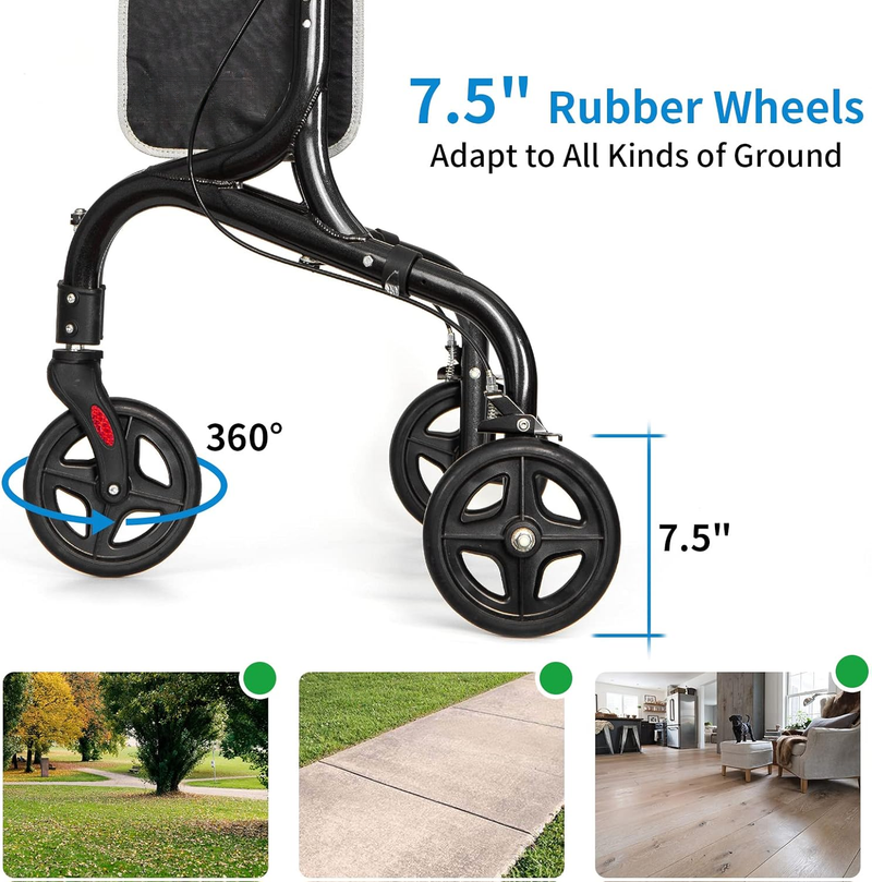 Premium 3 Wheel Rollator Walker for Seniors