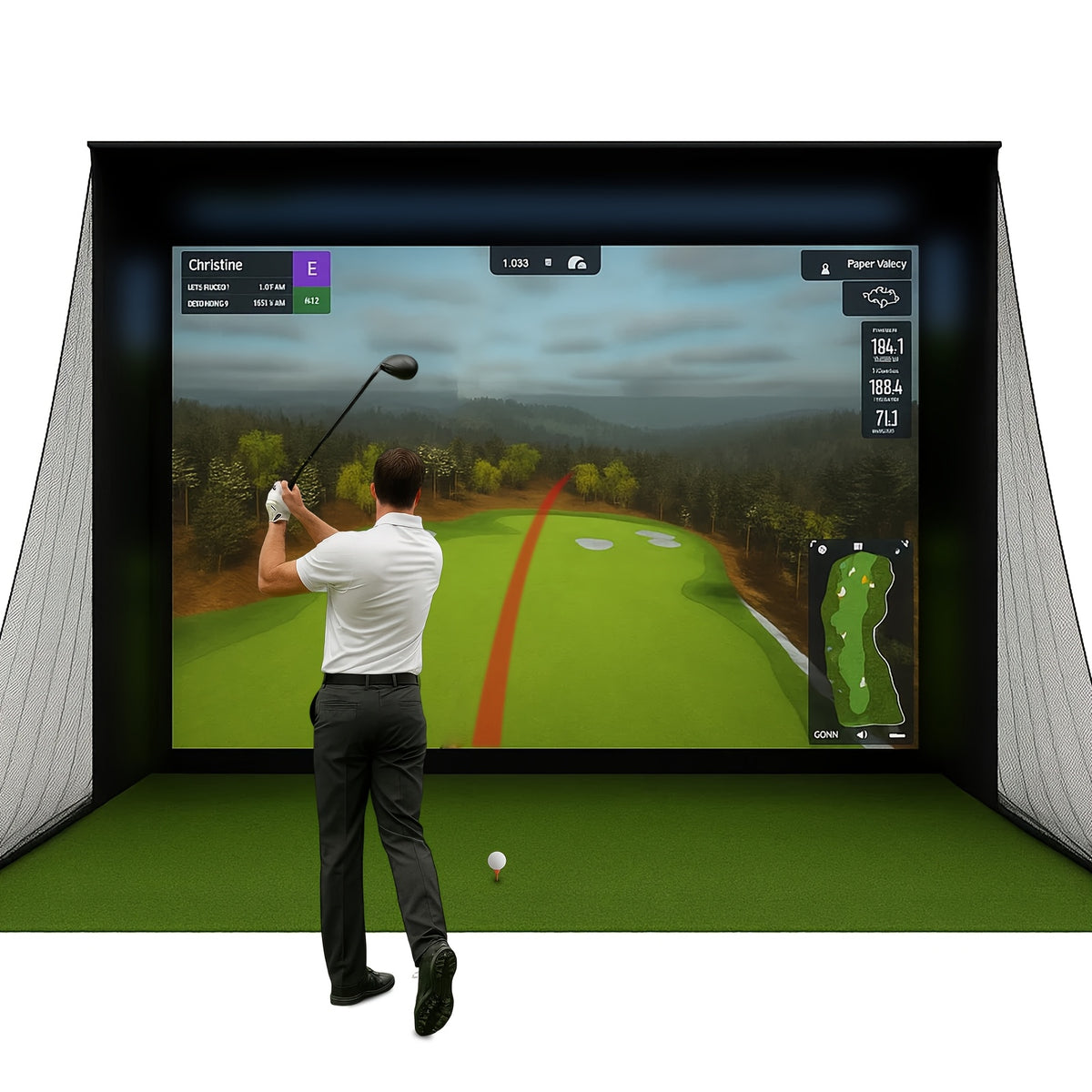 RXFSP Golf Simulator Enclosure Or Golf Simulator Turf, Multiple Size Options, Enclosure With Double Layer Impact Screen, Blackout Cover And Frame, Artificial Golf Turf For Home, Garage And Golf Simulator Setup, Sold Separately