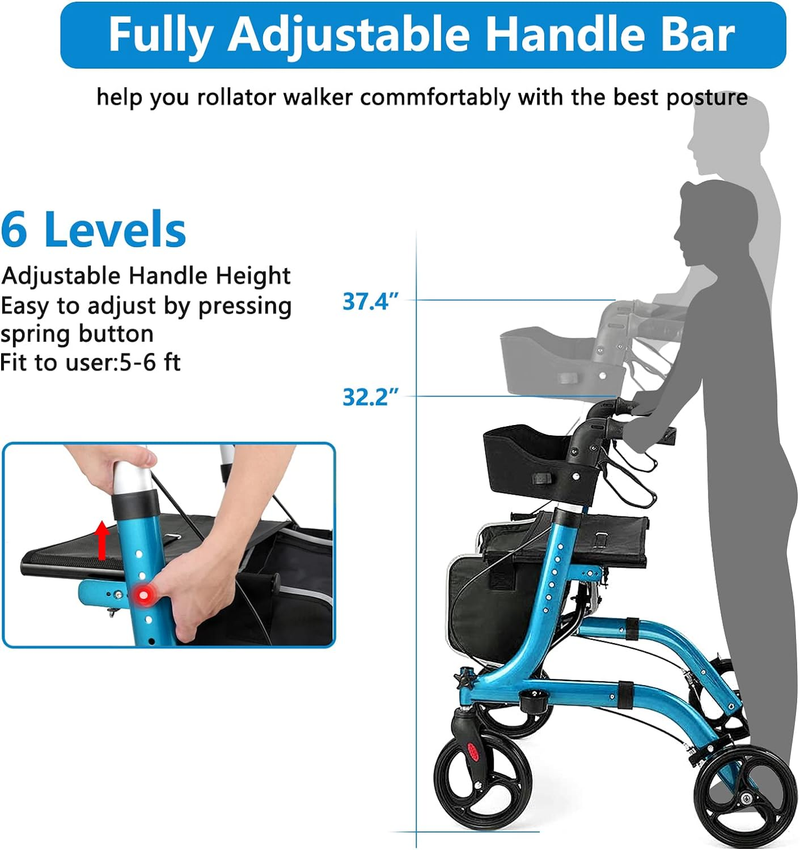 Rollator Walkers for Seniors-Folding Rollator Walker with Seat