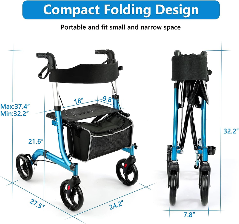 Rollator Walkers for Seniors-Folding Rollator Walker with Seat