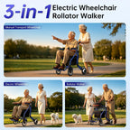 Three-in-one 19-mile Long-range Adult Electric Wheelchair, Walker, And Shopping Cart Combo. The Lightweight Vehicle Weighs 33 Pounds, Supports 275 Pounds, Folds And Unfolds In One Step To Fit In The Trunk. The Seat Cushion Is 1.97inch Thick