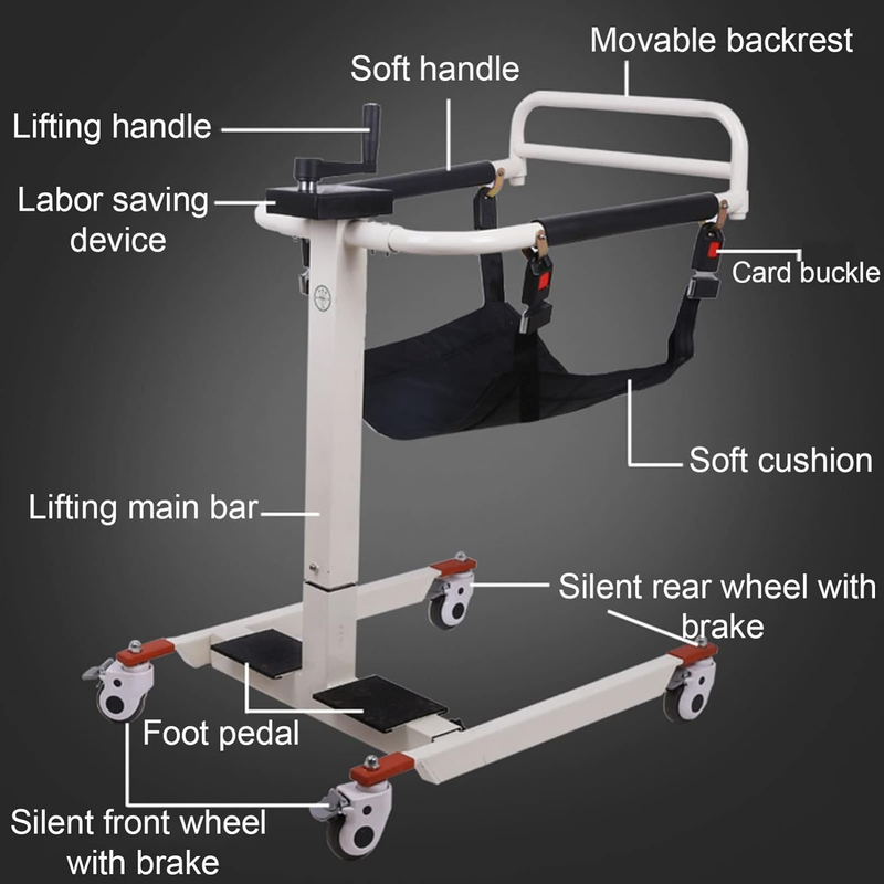 Patient Transfer Chair, Portable Patient Lift Wheelchair for Home