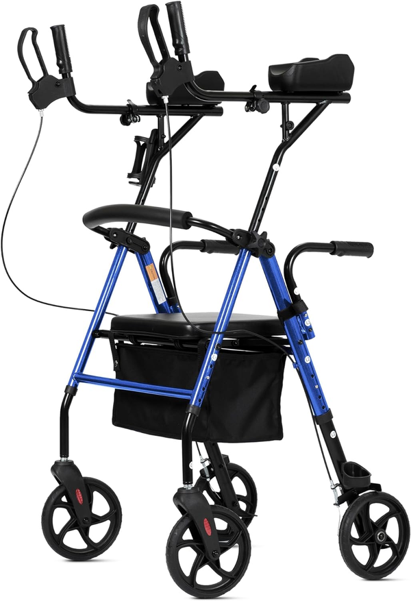 Upright Walker, Stand Up Rollator Walker with Padded Seat