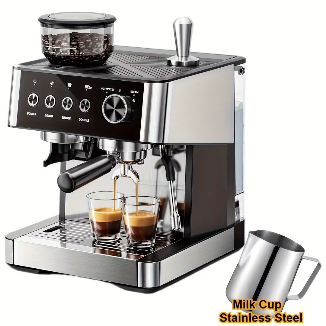 20 Bar Espresso Machine with Milk Frother Steam Wand, 58mm Expresso Coffee Machines, Commercial Stainless Steel Coffee Maker for Cappuccino and Latte, Perfect for Home & Office, Brushed Stainless Steel, (2 Model:Semi-Automatic/with Grinder Available)