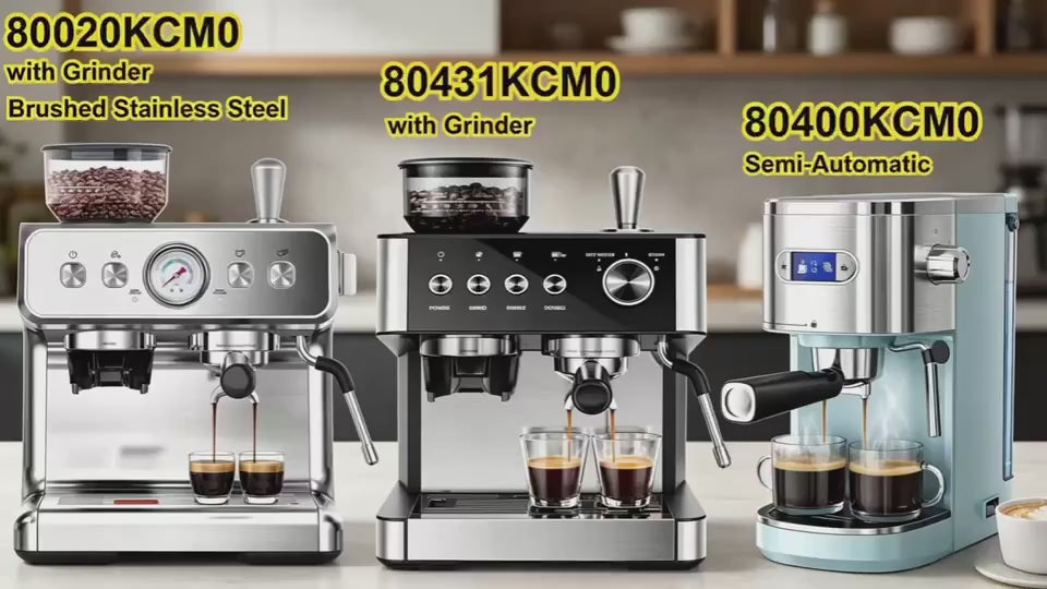 20 Bar Espresso Machine with Milk Frother Steam Wand, 58mm Expresso Coffee Machines, Commercial Stainless Steel Coffee Maker for Cappuccino and Latte, Perfect for Home & Office, Brushed Stainless Steel, (2 Model:Semi-Automatic/with Grinder Available)