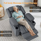 Triple Motor Large Power Lift Recliner Chair for Elderly with Heat and Massage, Lay Flat Lift Chairs for Seniors Infinite Position, Extended Footrest, USB Ports, Cup Holder, Faux Leather